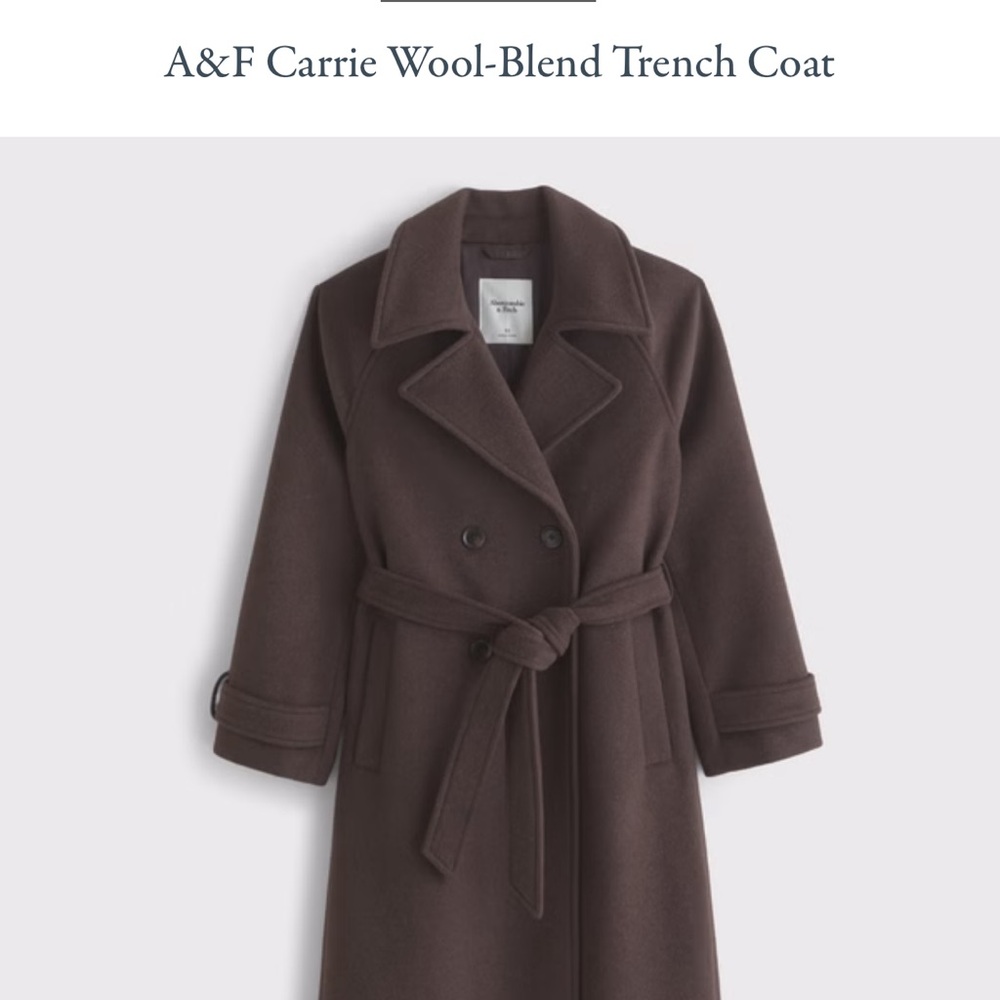 Abercrombie & Fitch Brown Wool-Blend Trench Coat
